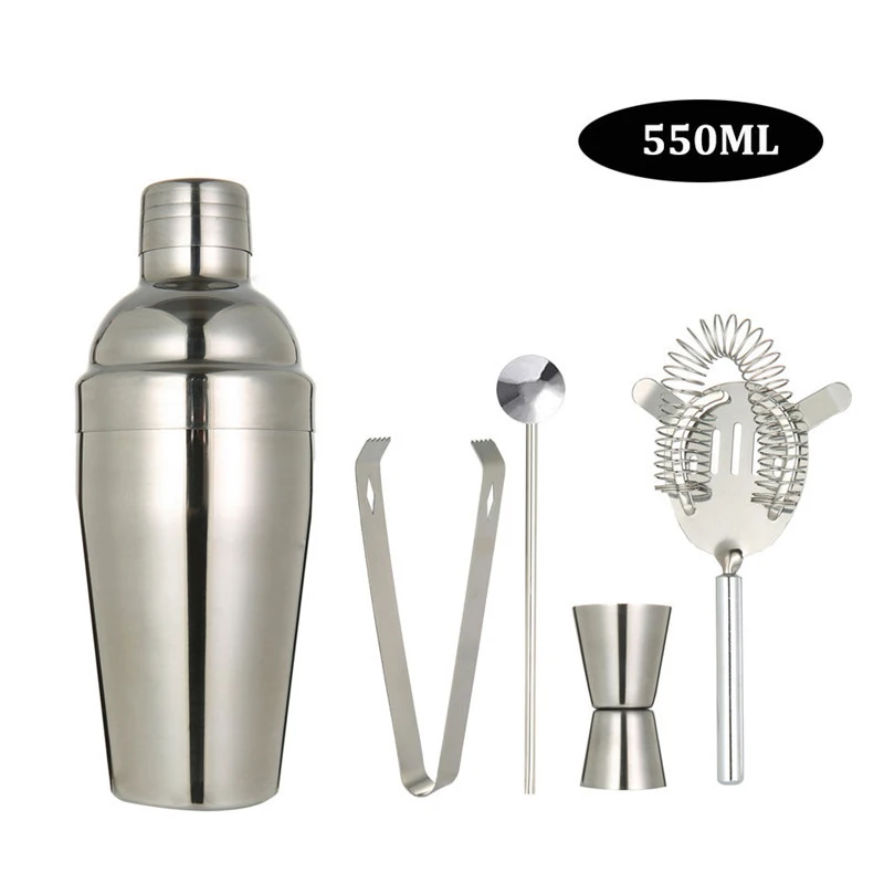 550ml5pcs D2-UPORS шейкер из нержавеющей стали для коктейлей мартини Бостонский шейкер 550 мл/750 мл виски камень бармен инструмент - Цвет: 550ml5pcs