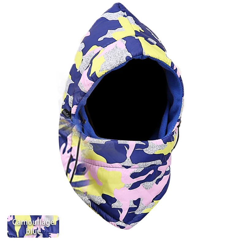 Camouflage blue Зимняя кепка для велоспорта, Флисовая Балаклава, теплая Ветрозащитная маска для лица, лыжная маска для сноуборда, катания на коньках, головные уборы, теплая маска для улицы, шапка - Цвет: Camouflage blue