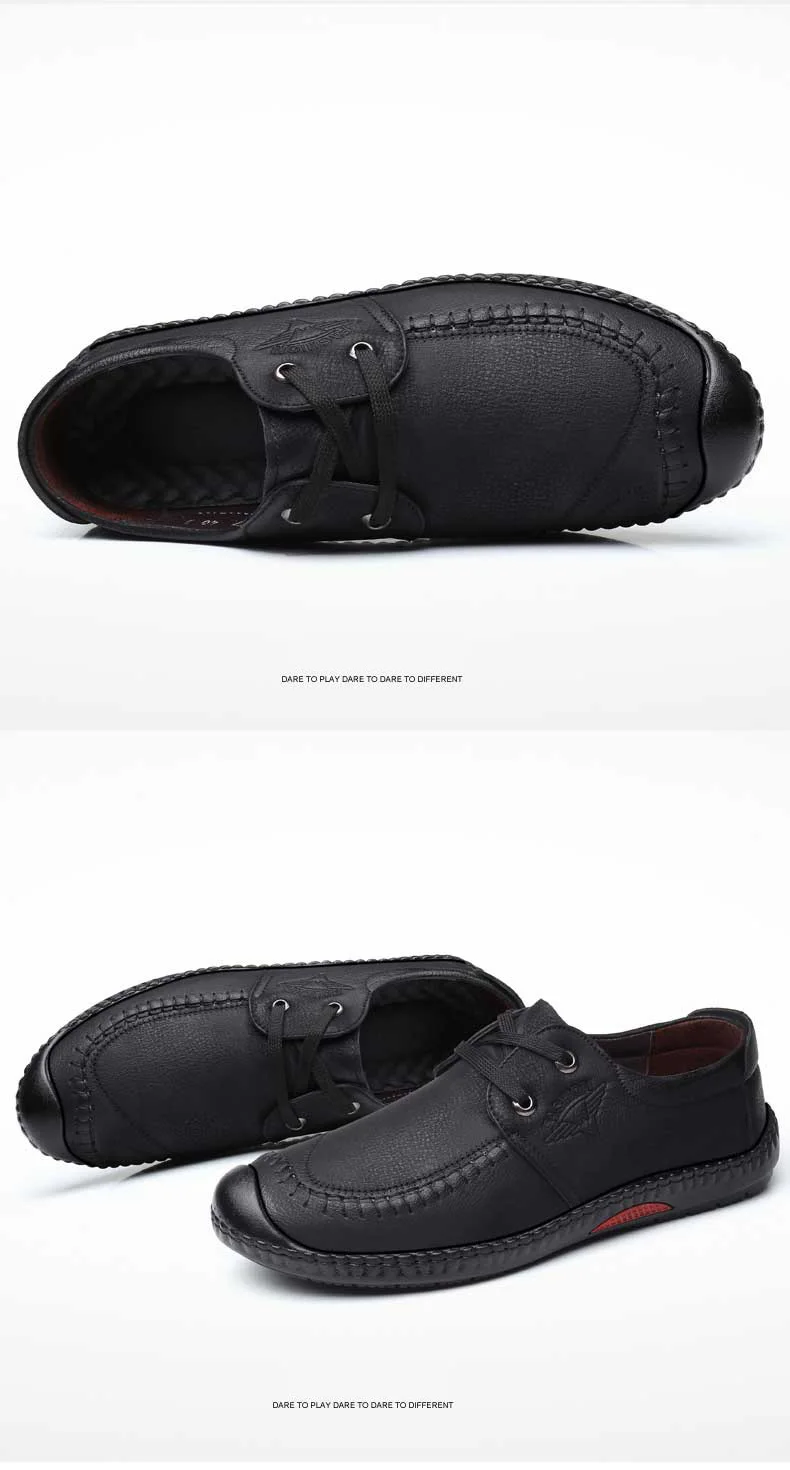 Mens Leather loafers boat shoes None-Slip Lace-up comfortable outdoor sports shoes spring autumn ankle boots (5)