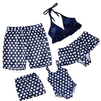 

2020 New Family Matching Swimsuit Mother Daughter Swimwear Bikini Beachwear Swimming Trunks Men Baby Boys Bathing Suit