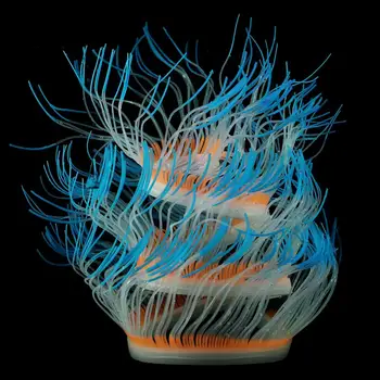 

Uniclife Blue 30 inch Changeable Sea Anemone Plant Ornament Folding Glowing Silicone Fish Tank Aquarium Artificial Decor