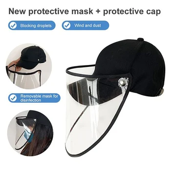 

Protective Cap Face Shield Full Face Covering Mask With Hat Anti Droplets Saliva Dustproof Fisherman Hats Sport Cap Protection