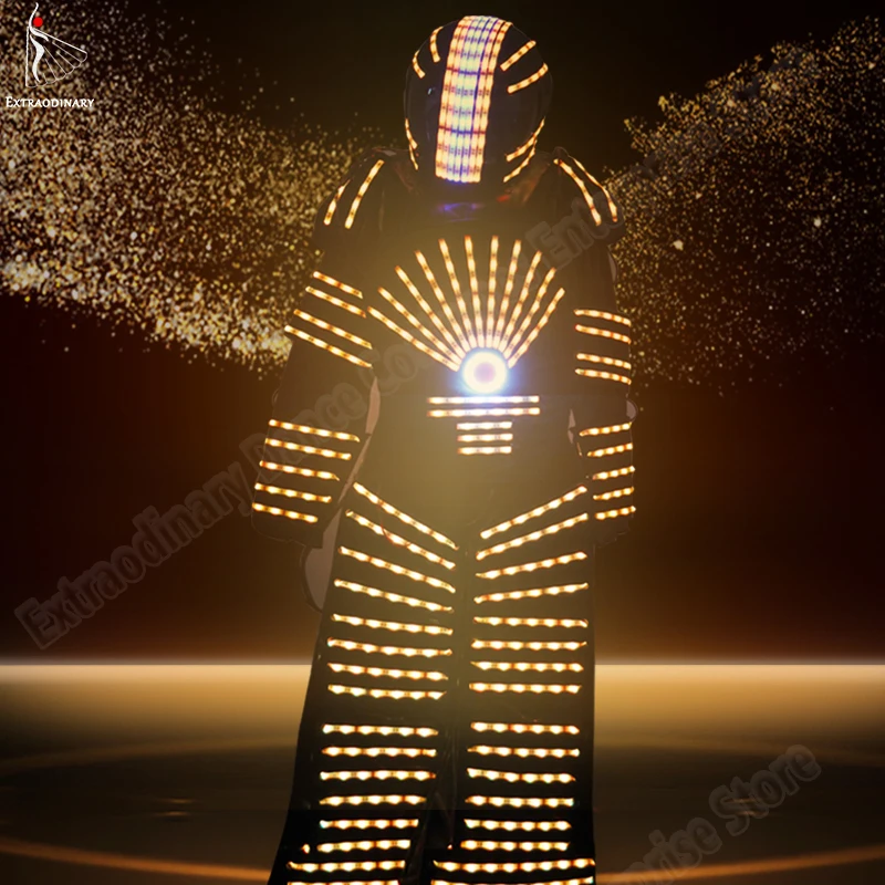 

Led Robot Suit Costume Light Programming Controller Sets Helmet Halloween Cosplay LED Multicolor Dance Party Performance DJ