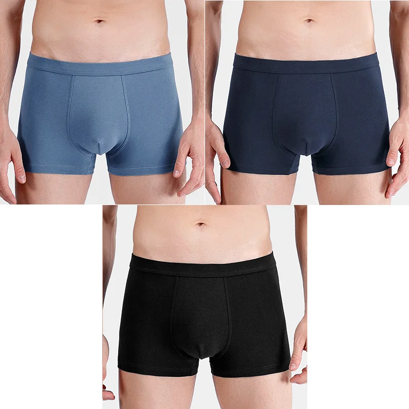 3pcs/lot Men's Boxers Underwear High Quality Cotton Sexy Solid Panties Athletic Briefs Large size Underpants Wholesale