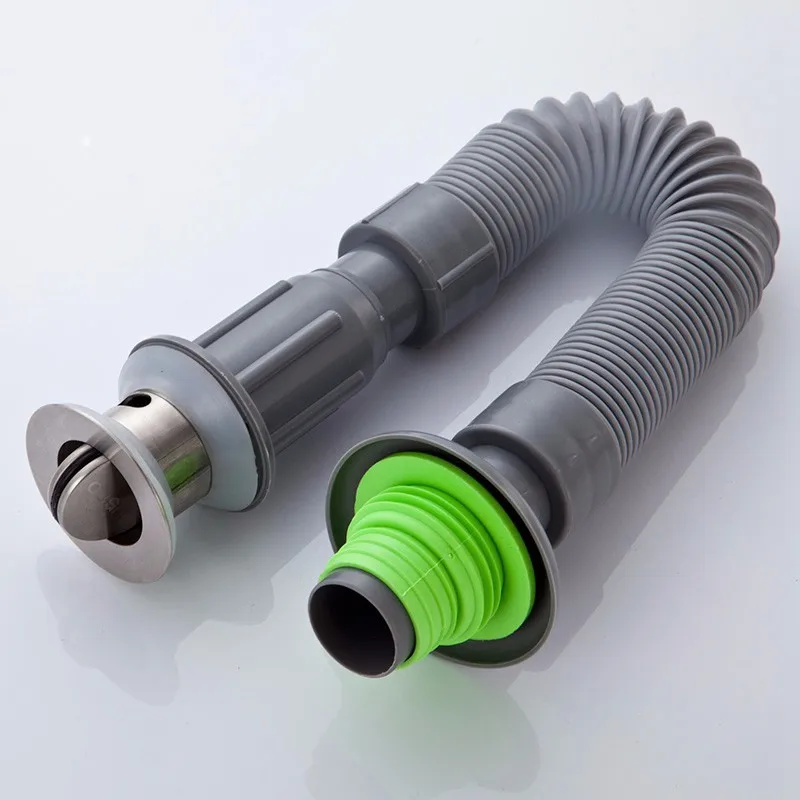 

ZhangJi 42-85cm Basin Sink Pipe Stainer One-Piece Waste Water Sewer Pipe Stainless steel+ABS Wire Downcomer Bathroom Drain Hose