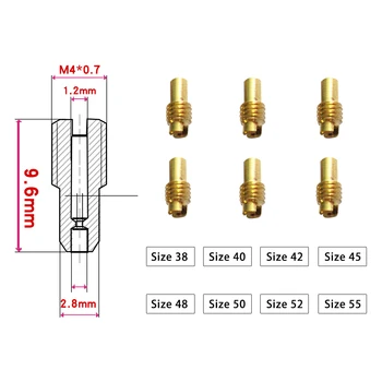 

(Free shipping 6 pieces )9.6mm length M4*0.7 LT50 50cc 2 stroke carburetor main jet pilot jet short jet idle jet