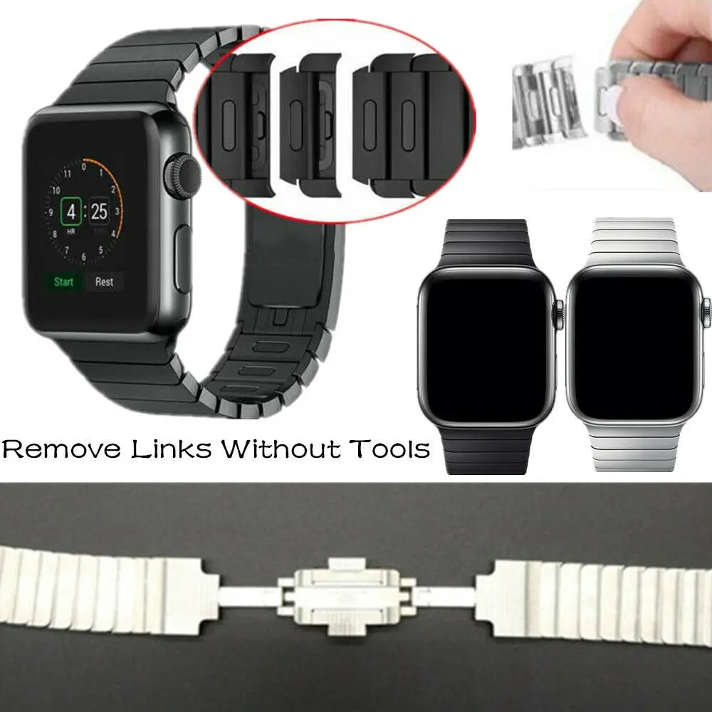 

1:1 Stainless Steel Link Bracelet Straps For Apple Watch Series 5 4 3 2 1 Replacement Watch Bands Belt For iWatch 38/40/42/44mm