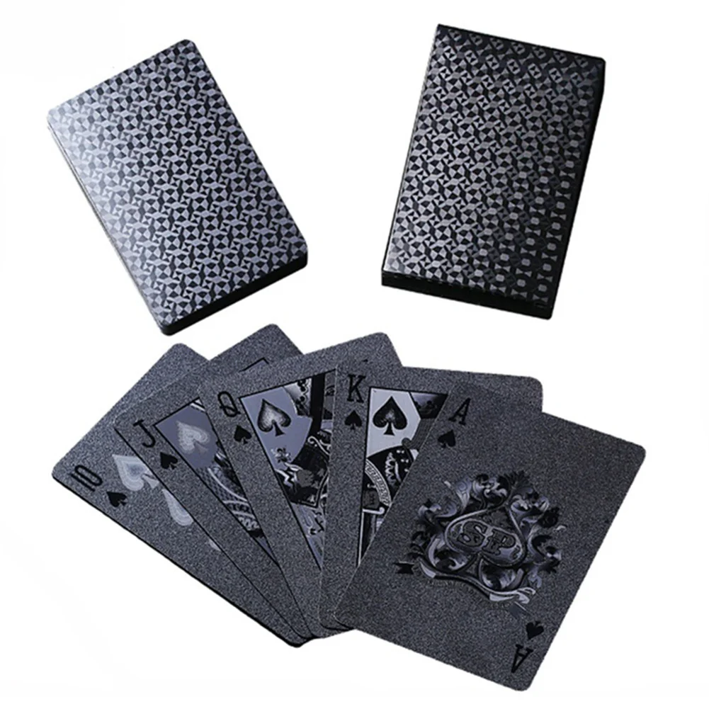 

Waterproof Black Plastic Playing Cards Collection Diamond Poker Cards Creative Gift Standard Playing cards Games 54pc/set