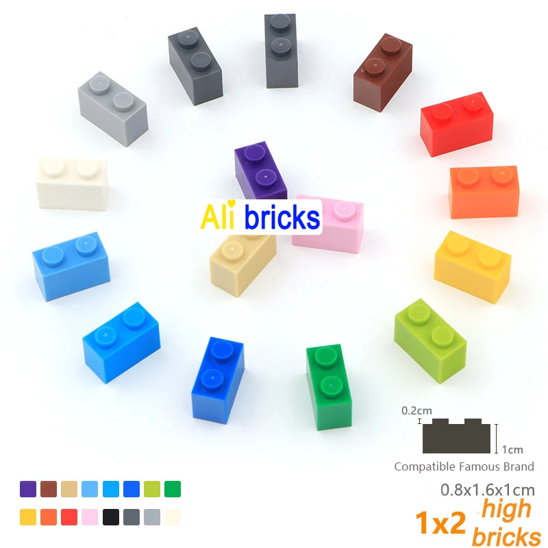 25pcs/lot DIY Blocks Building Bricks Thick 1X2 Educational Assemblage Construction Toys for Children Size Compatible With Brand | Игрушки и