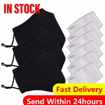 

1/35/10/20pcs Unisex Black Cotton face Mask Anti-Dust Reusable Breathable Anti-dust PM2.5 Washable Face Cover+mouth Mask clip#3