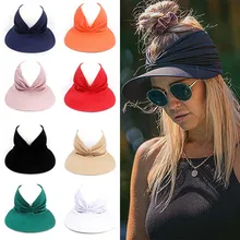 Women Summer Sun-proof Hats Wide-brimmed Solid Color Visor Hat UV Protection Beach Cover Cap Elastic Sun Protection Outdoor Caps