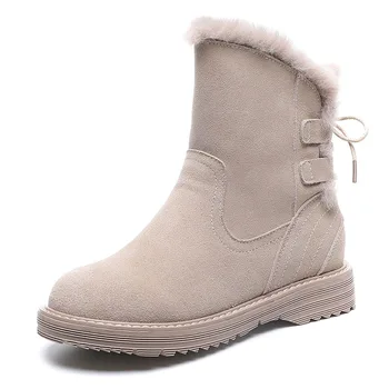 

swyivy Ins Hot Sale Winter Platform Warm Shoes Women Genuine Leather Snow Boots Female Casual Sneakers Plush Fur Ankle Boots