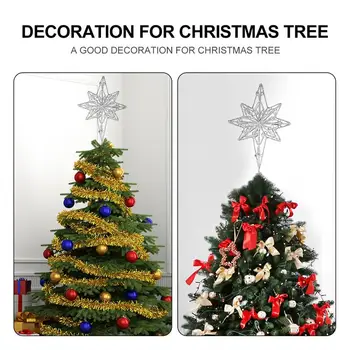 

1pc Christmas Star Tree Topper Golden Star Iron Star Festival Treetop Decor For Home Party 16x30cm Without Light