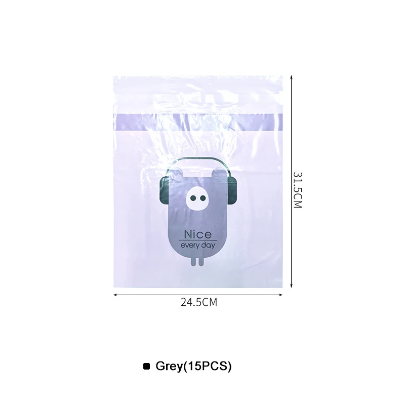15 шт., автомобильные мешки для мусора, самоклеющиеся мешки для мусора, креативные милые Мультяшные мусорные мешки, кухонные Висячие мешки для мусора - Цвет: Grey(15pcs)