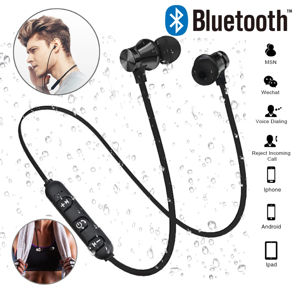 Magnetic Wireless bluetooth Earphone Music Headset Phone Neckband Sport Earbuds Earphone With Mic For iPhone 7 Samsung Xiaomi