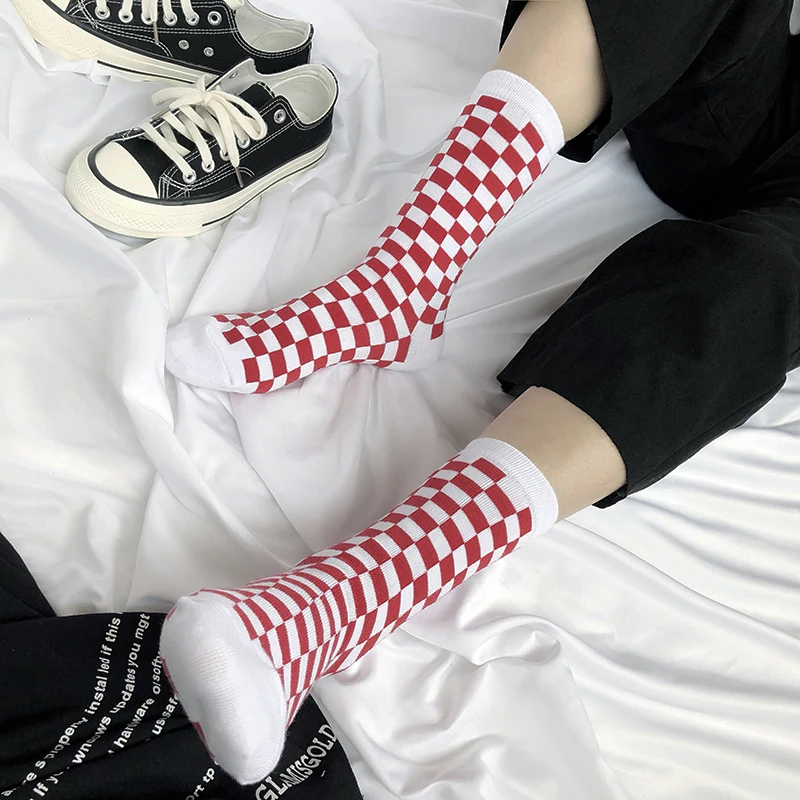 Модные женские клетчатые носки в стиле Харадзюку, геометрические клетчатые носки, мужские хлопковые носки в стиле хип-хоп, уличная одежда унисекс, новые носки - Цвет: color 2