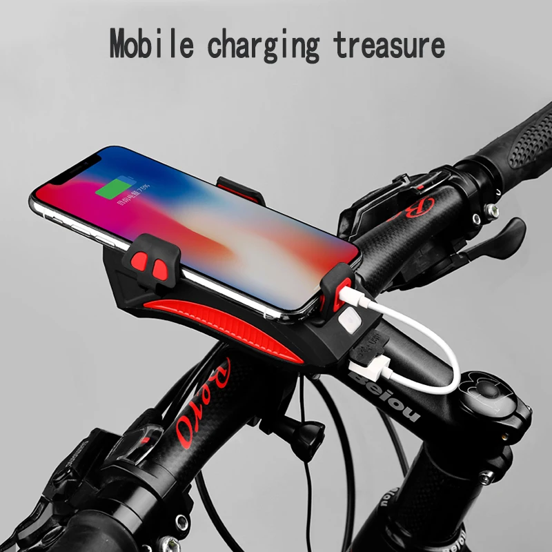 

Waterproof Bicycle Headlight Mobile Phone Holder USB Charging Mountain Bike Carbell multi-function Mobile Phone Bracket