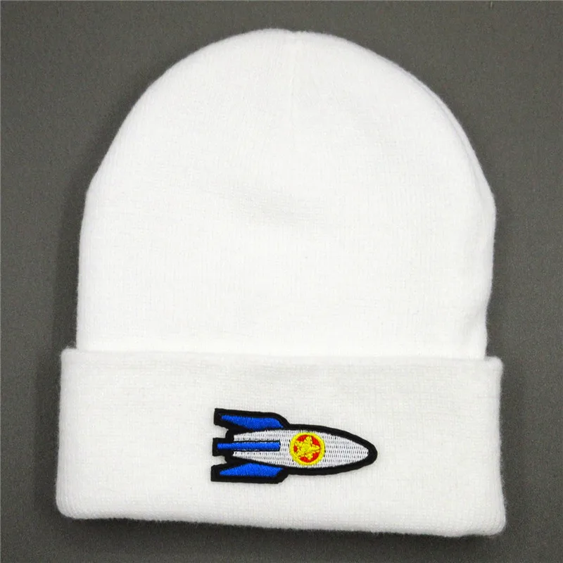 

LDSLYJR Cotton rocket embroidery Thicken knitted hat winter warm hat Skullies cap beanie hat for men and women 319