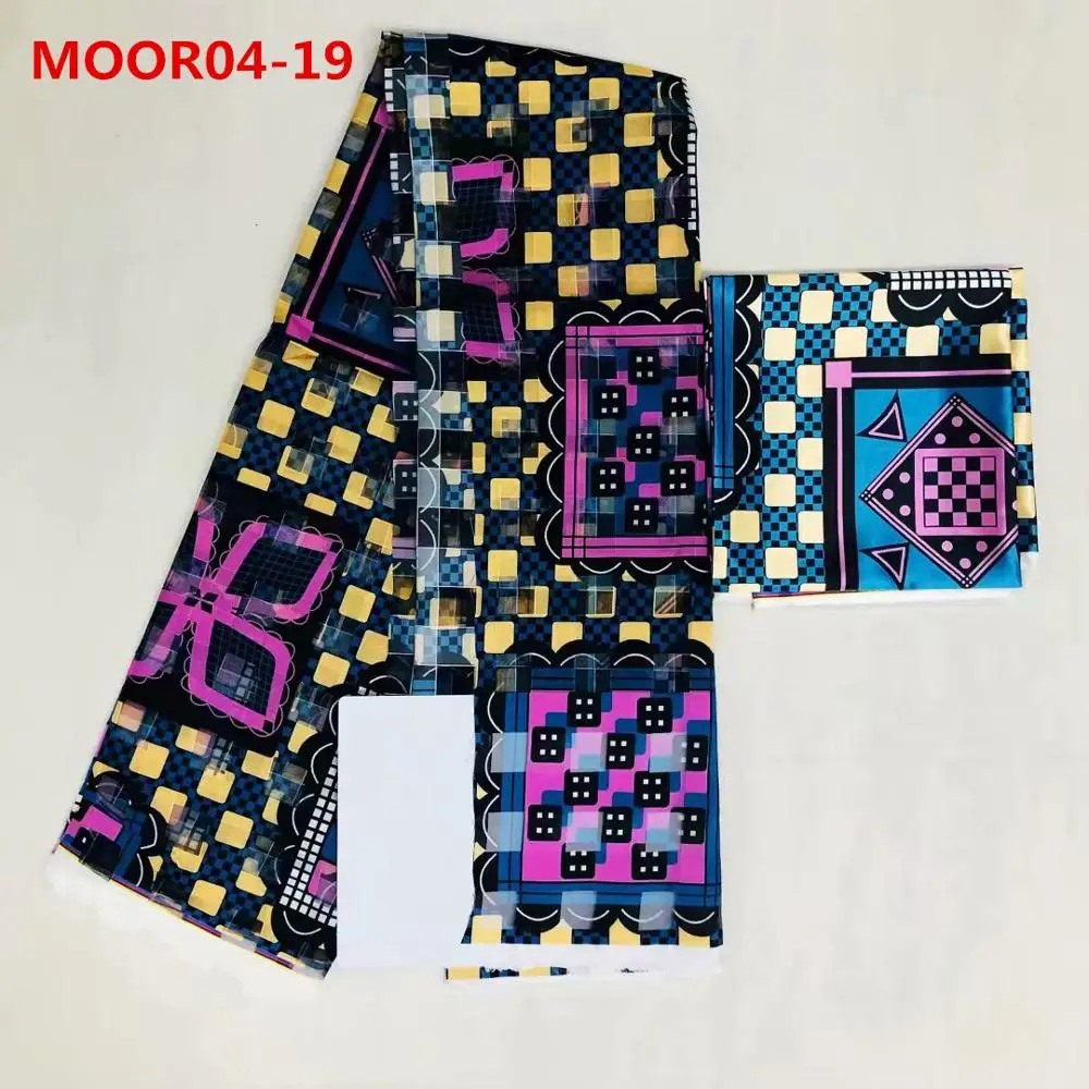 MOOR04-19 Новое поступление Мода Высокое качество 4 ярдов органза ткань с 2 ярдов шелк с рисунком красочные ткани - Цвет: MOOR04-19