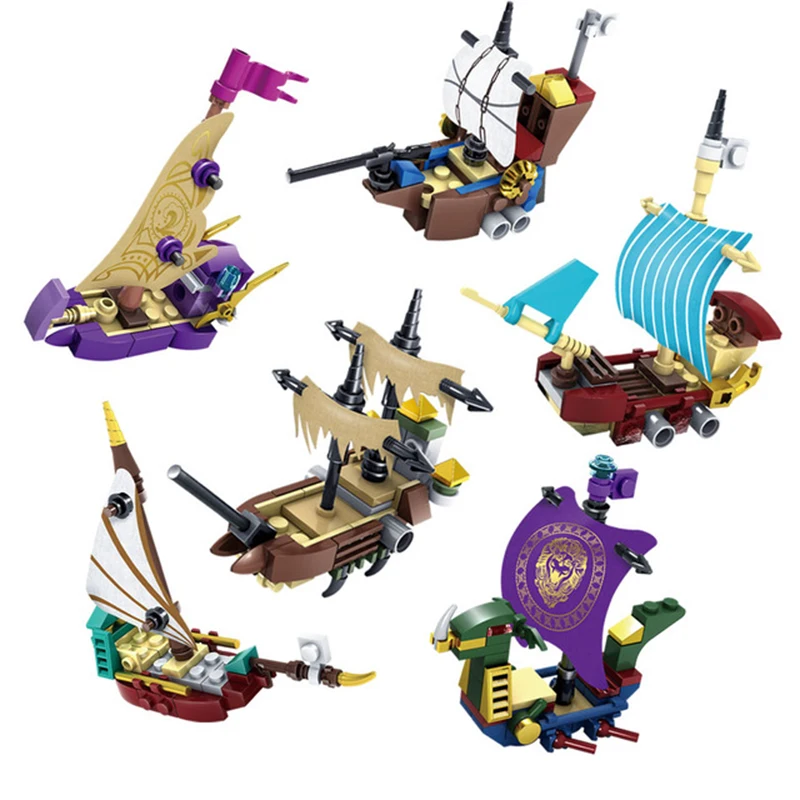 6 шт./компл. Пираты привидение лодка совместима с Legoe City Ship модель строительства