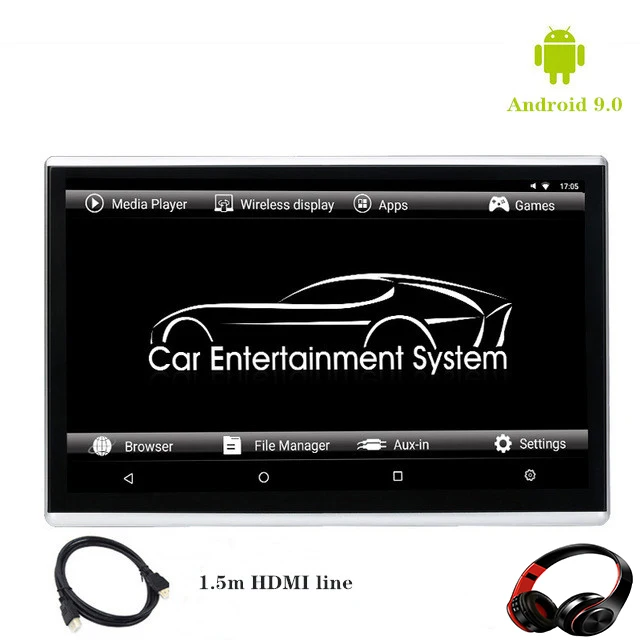 Maiyue star 12,5 дюймов Android 9,0 Автомобильный подголовник монитор ОЗУ 2 Гб HD 1080P сенсорный экран wifi/HDMI/USB/TF/BTMP5 видео плеер - Цвет: 1 monitor 1 headset
