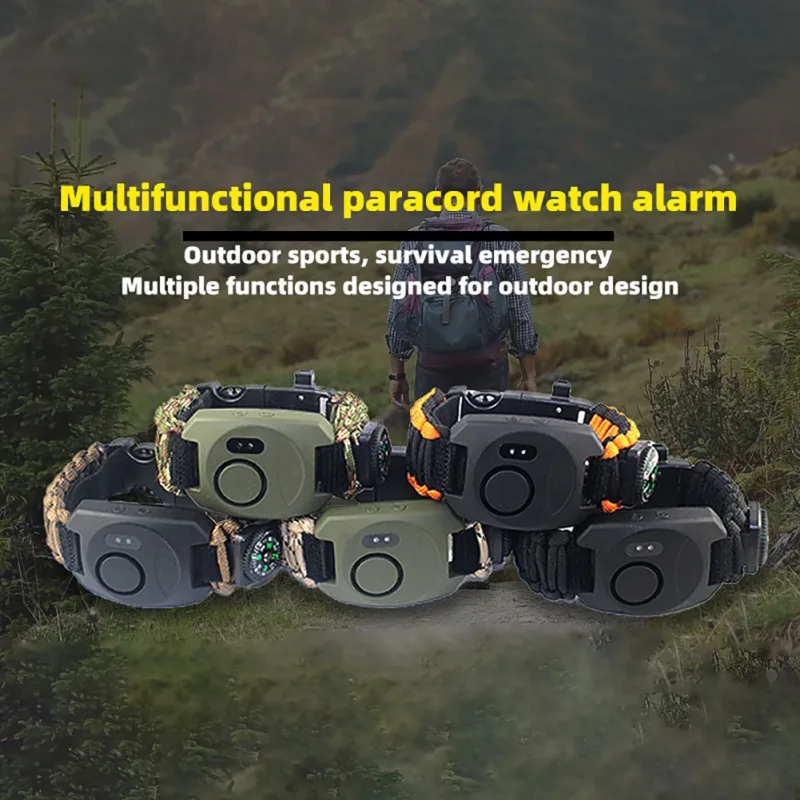 SOS многофункциональный открытый приключения выживания Аварийный свет браслет высокодецибельная Сигнализация Браслет безопасные инструменты для выживания