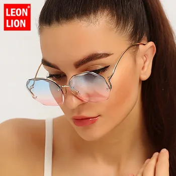 

LeonLion 2020 Rimless Retro Sunglasses Women Luxury Brand Glasses Women Vintage Glasses For Women Mirror Oculos De Sol Feminino