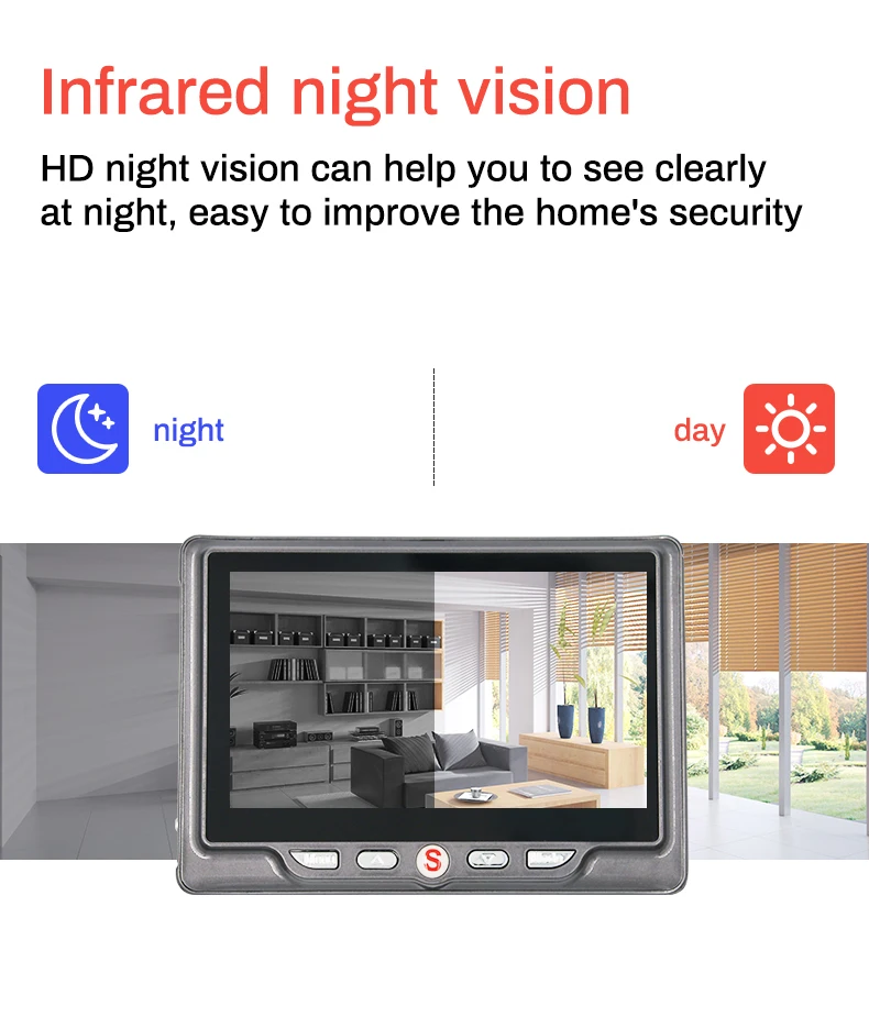 Saful HD 4," цветной экран 3X Цифровой зум визуальный монитор дверная камера 1.3MP 32 кольца с умный дверной глазок видео глаз
