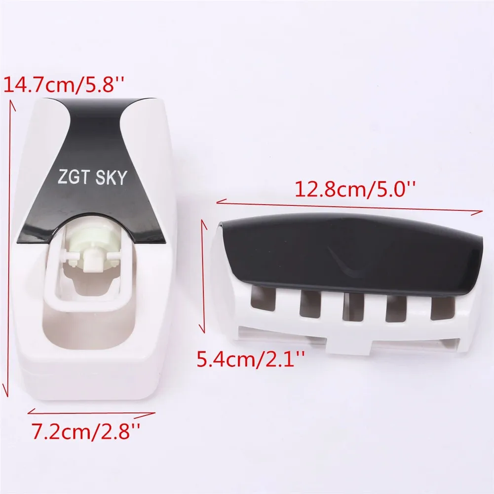 Toothpaste Dispenser Toothbrush Holder Toothpaste Squeezer 2PC Automatic Toothpaste Dispenser Wall Mount Dust-proof Toothbrush Holder Wall Mount Bathroom Accessories Set