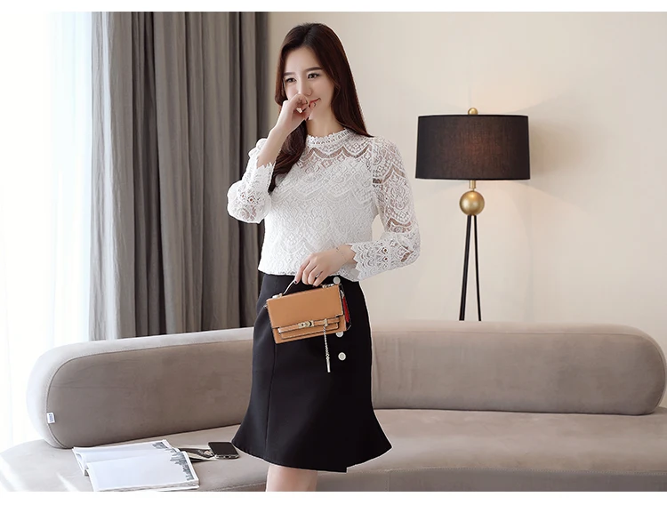 Женские рубашки, Blusas femininas elegante, белая блузка для женщин, топы, открытая кружевная блузка с расклешенным рукавом, женские топы 2659 50