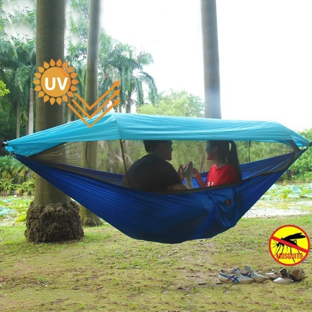 

1-2 Person Outdoor Mosquito Net Parachute Camping Hammock Portable Hanging Bed Sleeping Hunting Sleeping Swing