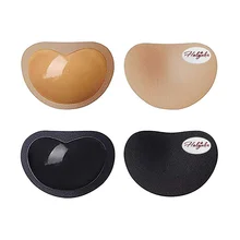 Halyuhn подушечки для бюстгальтера, вставки из дышащего силикона, клейкие накладки для бюстгальтера, вставки для бюстгальтера бикини(1 пара бежевых+ 1 пара черных