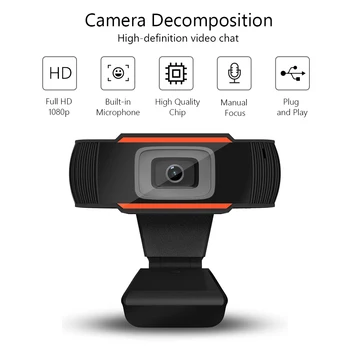 

100PCS USB Webcam 1080P Full HD Computer Camera with Microphone For Live Streaming Online Teaching Video Calling, Conferencing