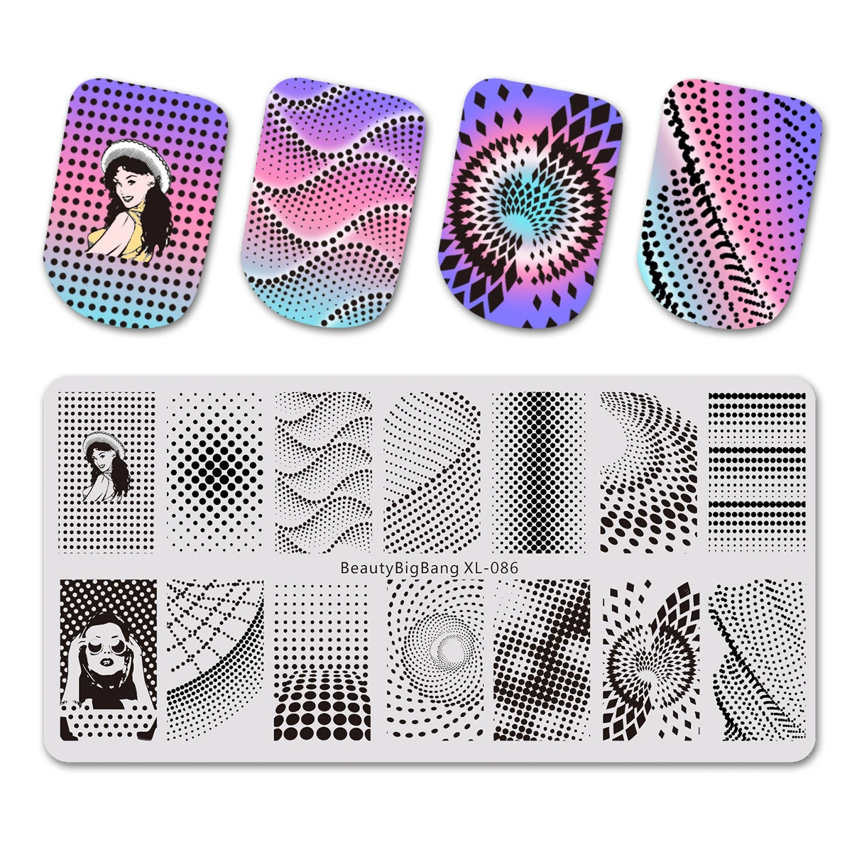 Трафареты BEAUTYBIGBANG для стемпинга ногтей 6*12 см прямоугольные геометрические