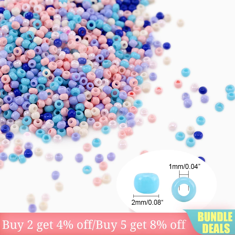 Seed Beads Kit 2mm Seed Beads Kit Small Beads For Needlework Craft Round Glass Jewelry For Jewelry Making Bracelet Necklace Handmade DIY seed beads kit