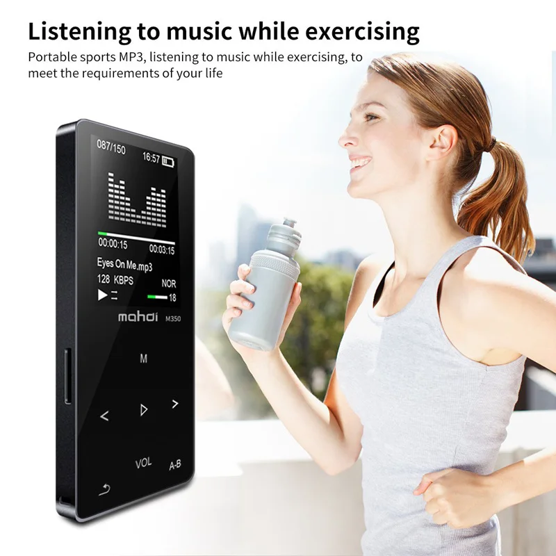 New Metal Bluetooth Sport MP3 Player Portable Audio 8GB with Built-in Speaker FM Radio APE Flac Music Player(Black