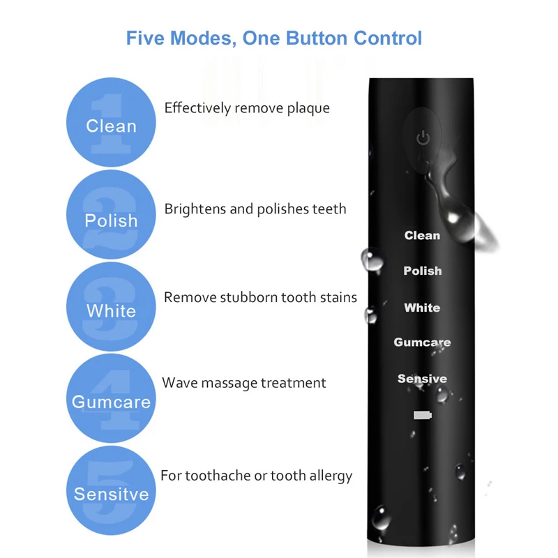 Electric Toothbrush Vibration Adult Children Home Sonic Whitening Charge Five - Speed Waterproof Soft Brush IPX7 Waterproofing Electric Toothbrush Vibration Adult Children Home Sonic Whitening Charge Five - Speed Waterproof Soft Brush IPX7 Waterproofing