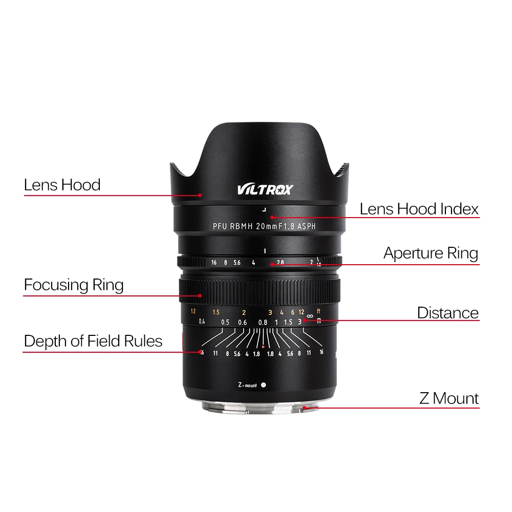 Viltrox PFU RBMH 20 мм F1.8 ASPH объектив камеры полная Рамка ручная фокусировка широкий угол для Nikon Z Крепление камеры видеокамеры Аксессуары