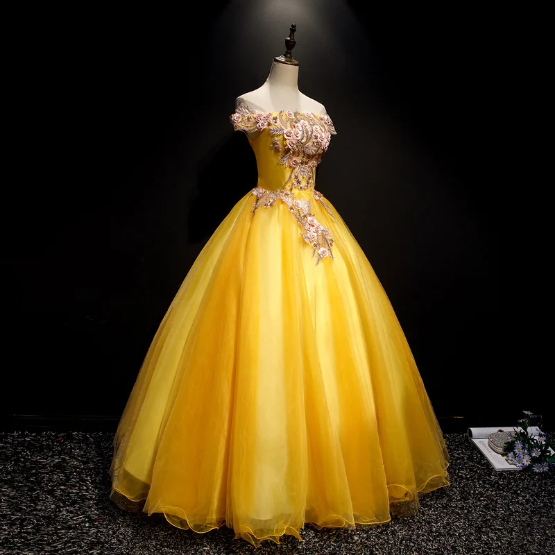 Gryffon Quinceanera платье с открытыми плечами для вечеринки, выпускного вечера, длина до пола, бальное платье для выступлений, официальное Пышное Платье, ведущее платье