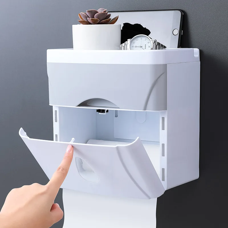 

Toilet tissue boxes punch-free Rolled Paper Storage Rack waterproof roll paper shelves Bathroom wall-mounted Organizer