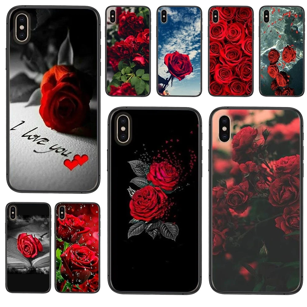Colorful Red Roses Flowers Crazy Black Hoesjes Art Coque Painting For Mate 40 30 20X 10 lite plus pro Nova 8 Pro 7 6 se | Мобильные