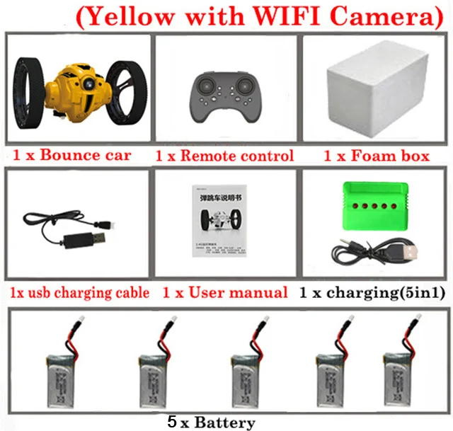 set8 JJJRc ATTIW C6-YW/C6 2,4G прыгающая машина с Wi-Fi камерой, гибкие колеса, вращающийся светодиодный светильник, RC робот, высокий трюк, автомобиль, отскок - Цвет: set8