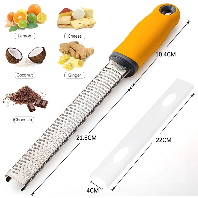 Cheese Grater & Lemon Zester with Protect Cover-Stainless Steel Kitchen Grater Slicer with Non-Slip Handle, Dishwasher Safe cheese grater cheese slicer lemon zester grater kitchen grater