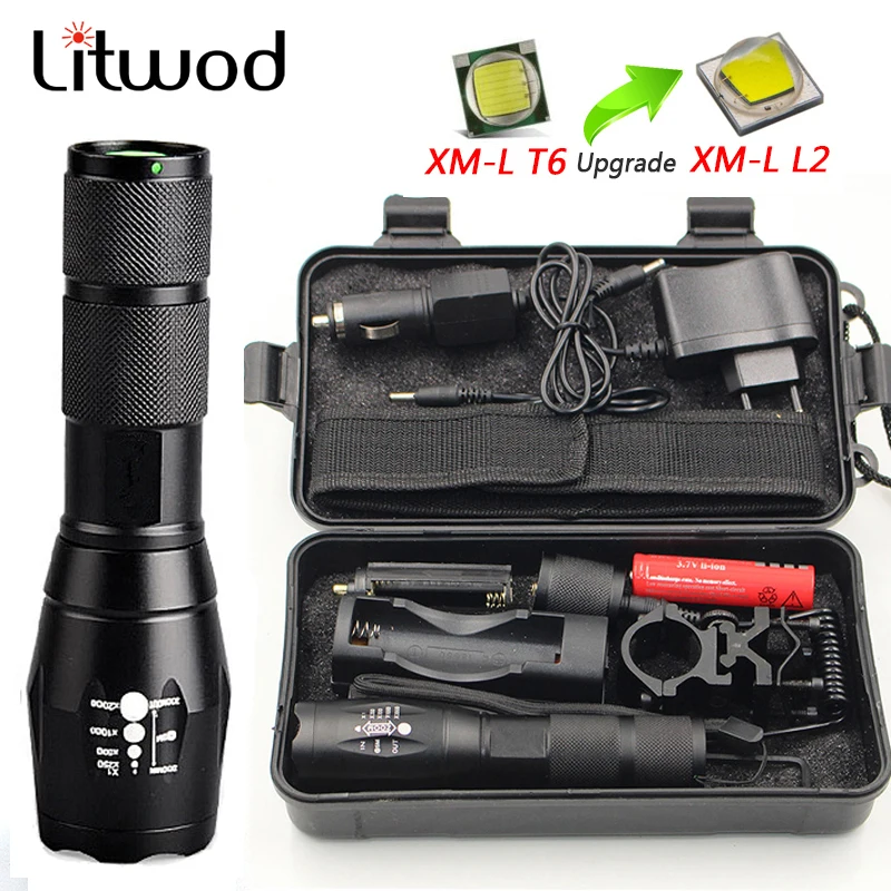 Светодиодный фонарик Litwod XML T6 с 5 режимами перезаряжаемый масштабируемый фонарь