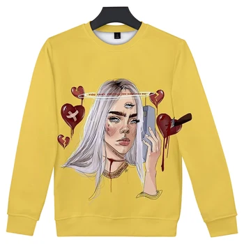

Sweatshirt Billie Eilish 3D Printed Bonnet Sweater Sweats Women/Girls Yellow Black Fans Kpop Clothing XXS-XXXXL
