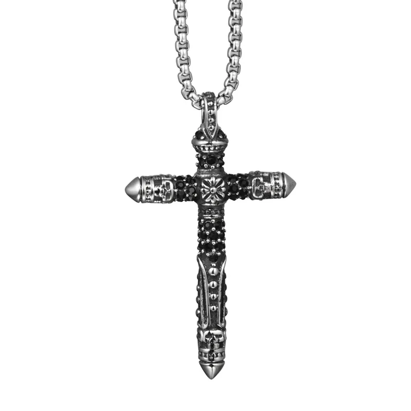 Hip Hop Personality Trend Pattern Skull Cross Titanium Steel Pendant Necklace Hanging Ornaments For Men Women | Украшения и