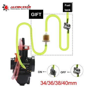 

Alconstar- Air Striker Motorcycle Carburetor Carb with Oil Switch+Fuel Pipe Hose+Oil Filters+4 Clips 34 36 38 40mm for Honda CB