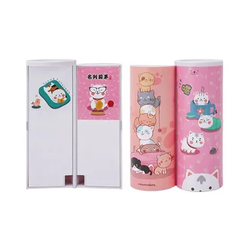 

2019 NEW Creative Whiteboard Pencil Case With Solar Calculator Magnetic Switch Kawaii Cat Cartoon Pen Box School Writing case