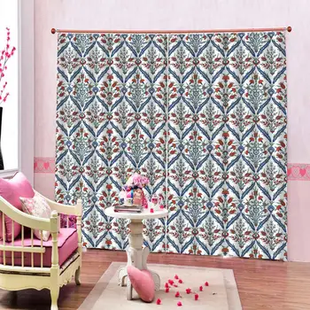 

blue curtains Photo 3D Curtains for Living Room Window fashion flower curtains