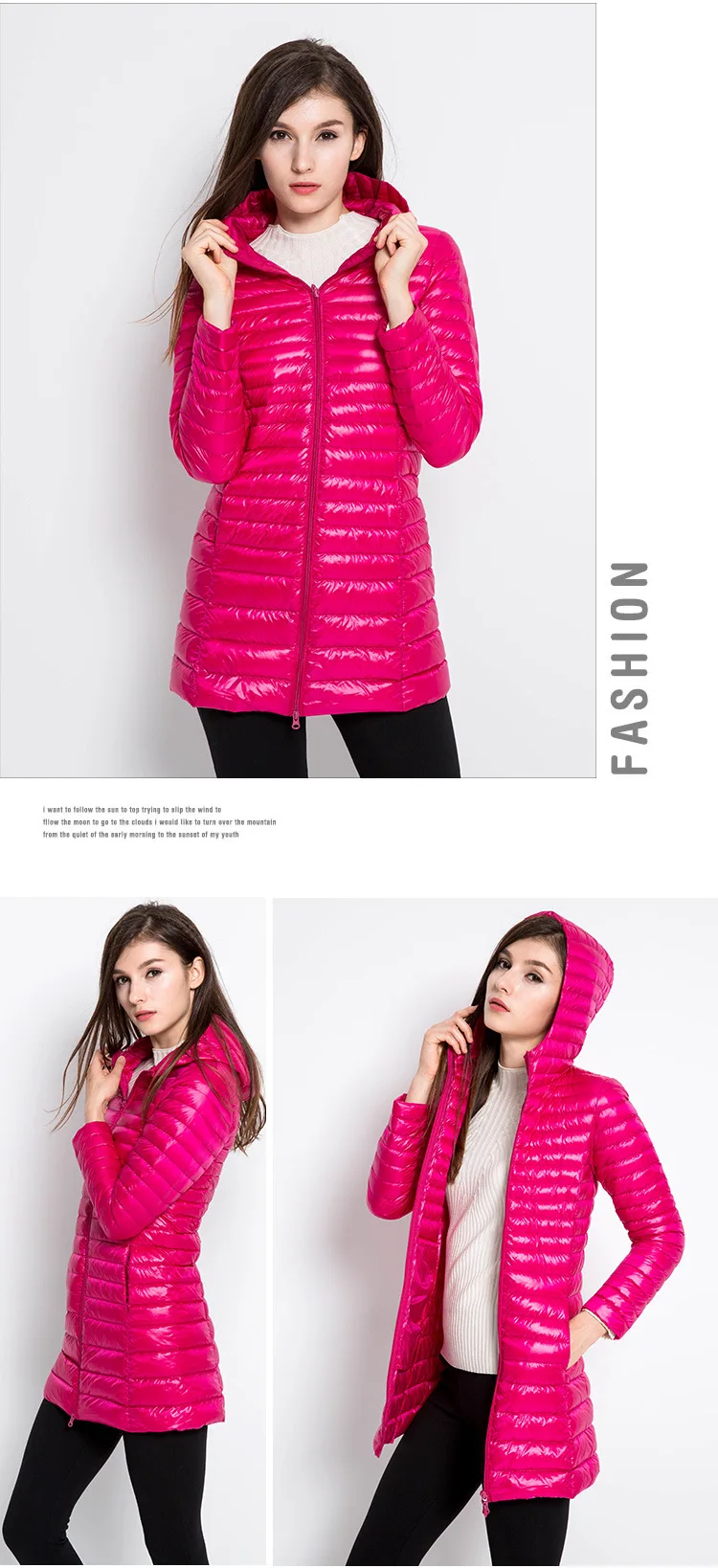 Осень и зима женский ультра-плюс размер корейский стиль приталенный пуховик среднего возраста женская куртка с капюшоном средней длины